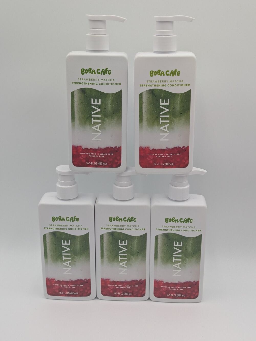5-Pack Native Boba Cafe Strawberry Matcha Strengthening Conditioner 16.5oz Each